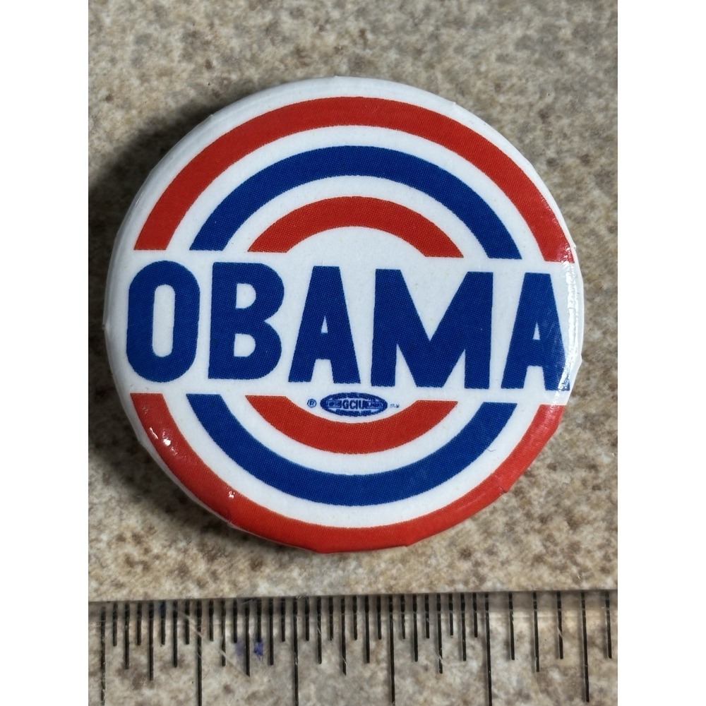2008 Barack Obama Presidential Campaign Pinback Button GCI 1.25” Red White Blue